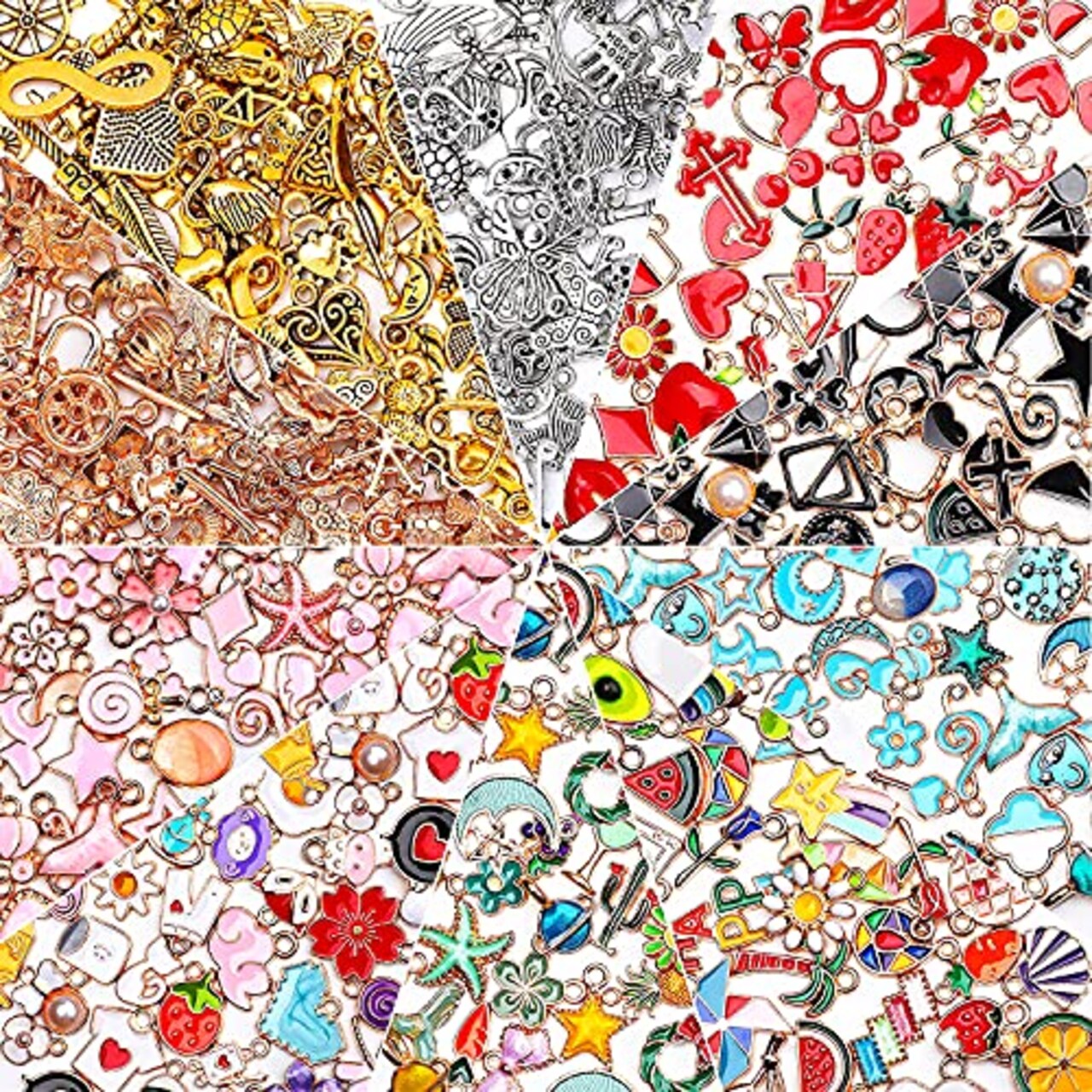 SANNIX 500Pcs Charms Bulk Wholesale Assorted Gold Plated Enamel Pendants  Earring for Bracelet Necklace DIY Jewelry Making Craft Supplies